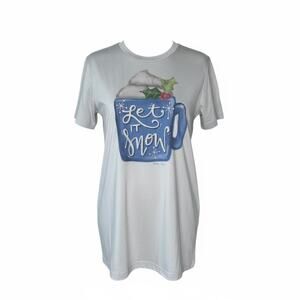 Lucky Bird “Let It Snow” Holiday Mug Graphic Tee Size Small